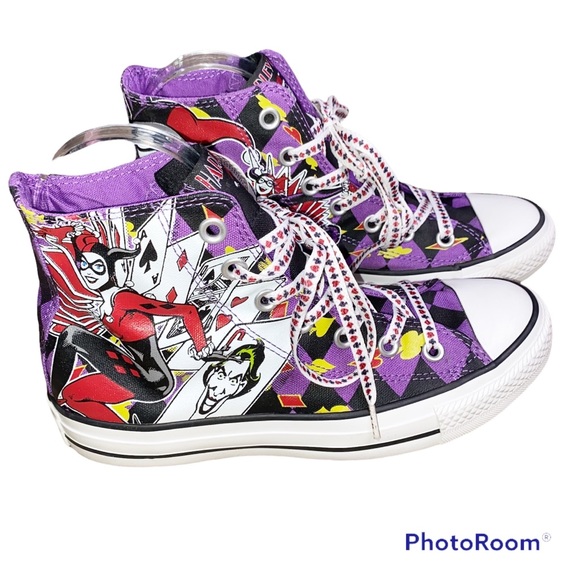 Converse Shoes - *SOLD* Converse Chuck Taylor DC Comics Harley Quinn High Top Sneakers Size 5/7